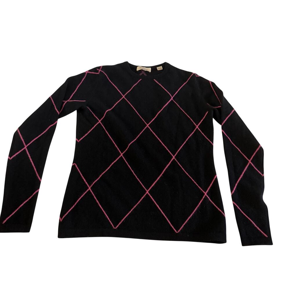 Peter Millar Black Pink Argyle Diamond Pullover Sweater S Golf Preppy